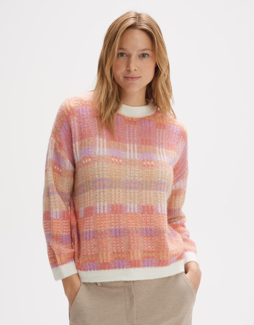 opus Strickpullover Polira Mosaic Loose Mit Wolle | Strick