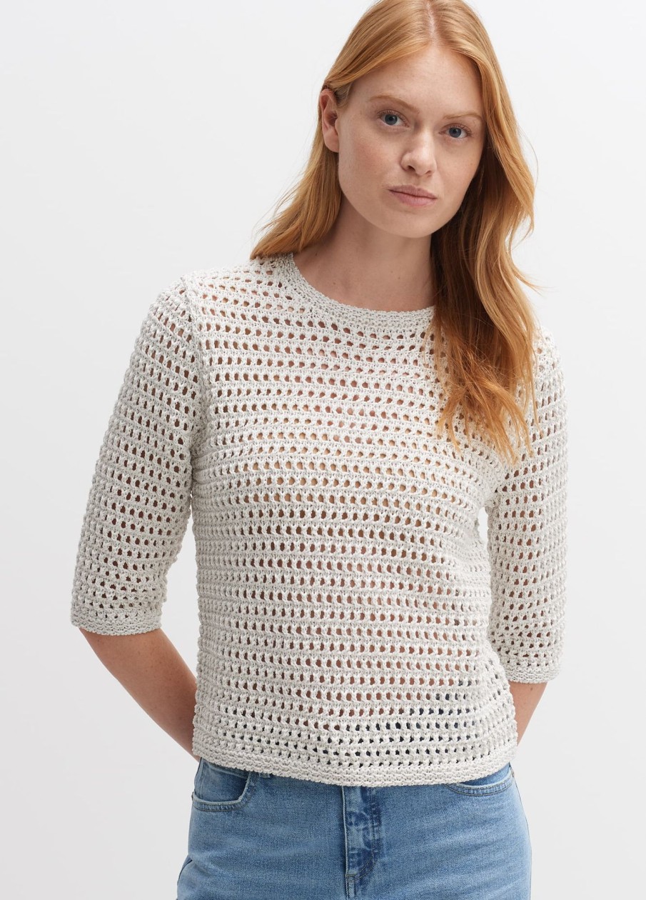 opus Lochstrickpullover Perly Regular Aus Baumwoll Mix | Strick