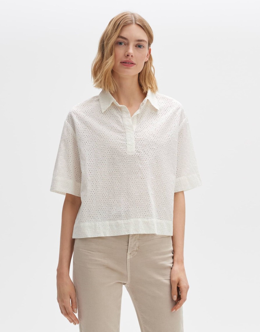 opus Cropped Bluse Fasper Lace Loose Aus Bci Cotton | Blusen