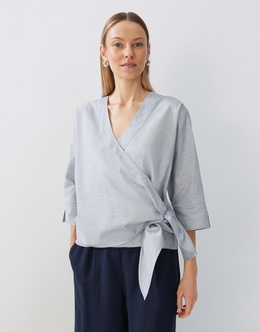 someday Wickelbluse Zayali Chambray Regular Aus Bci Cotton | Blusen