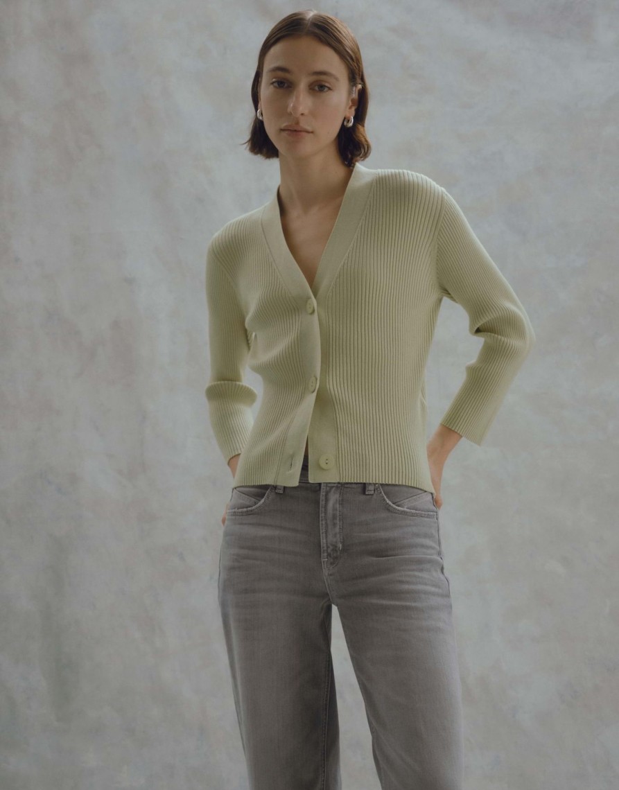 someday Gerippter Cardigan Temotion Slim Aus Viskose Mix | Strick