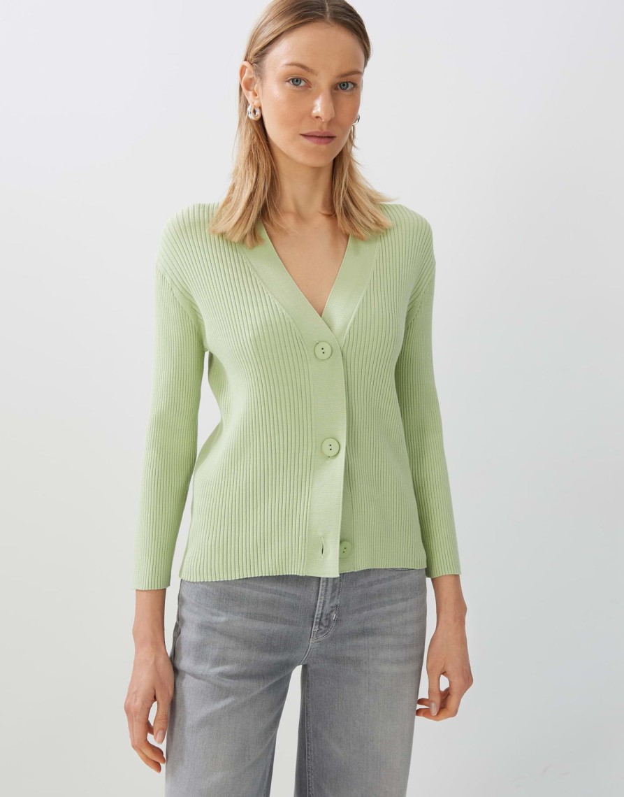 someday Gerippter Cardigan Temotion Slim Aus Viskose Mix | Strick