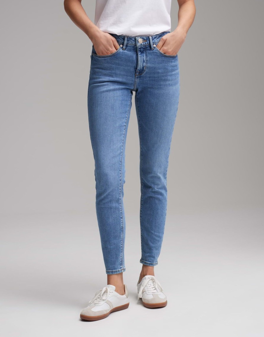 opus Skinny Jeans Elma Ocean Blue Low Rise Mit Stretch-Anteil | Jeans