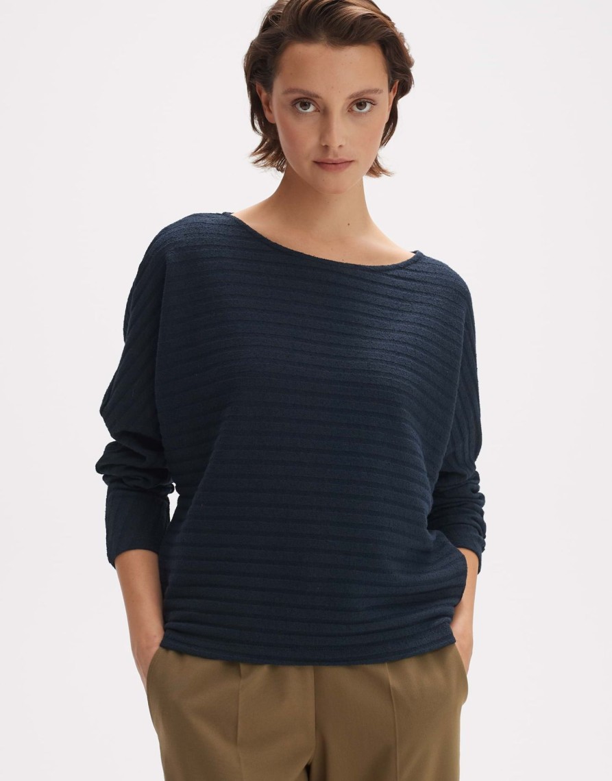 opus Gerippter Sweater Gisee Loose Aus Bci Cotton Mix | Sweat