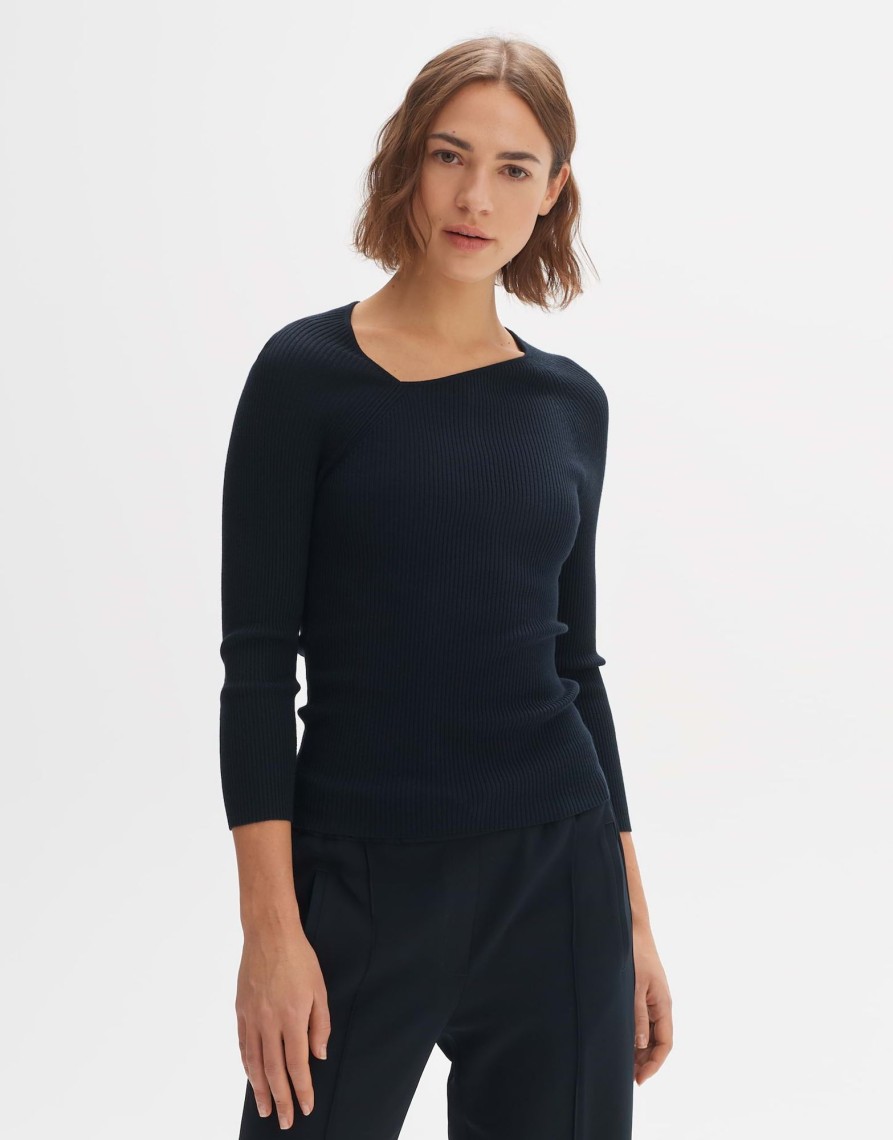 opus Gerippter Pullover Pinda Slim Aus Ecovero Viskose Mix | Strick