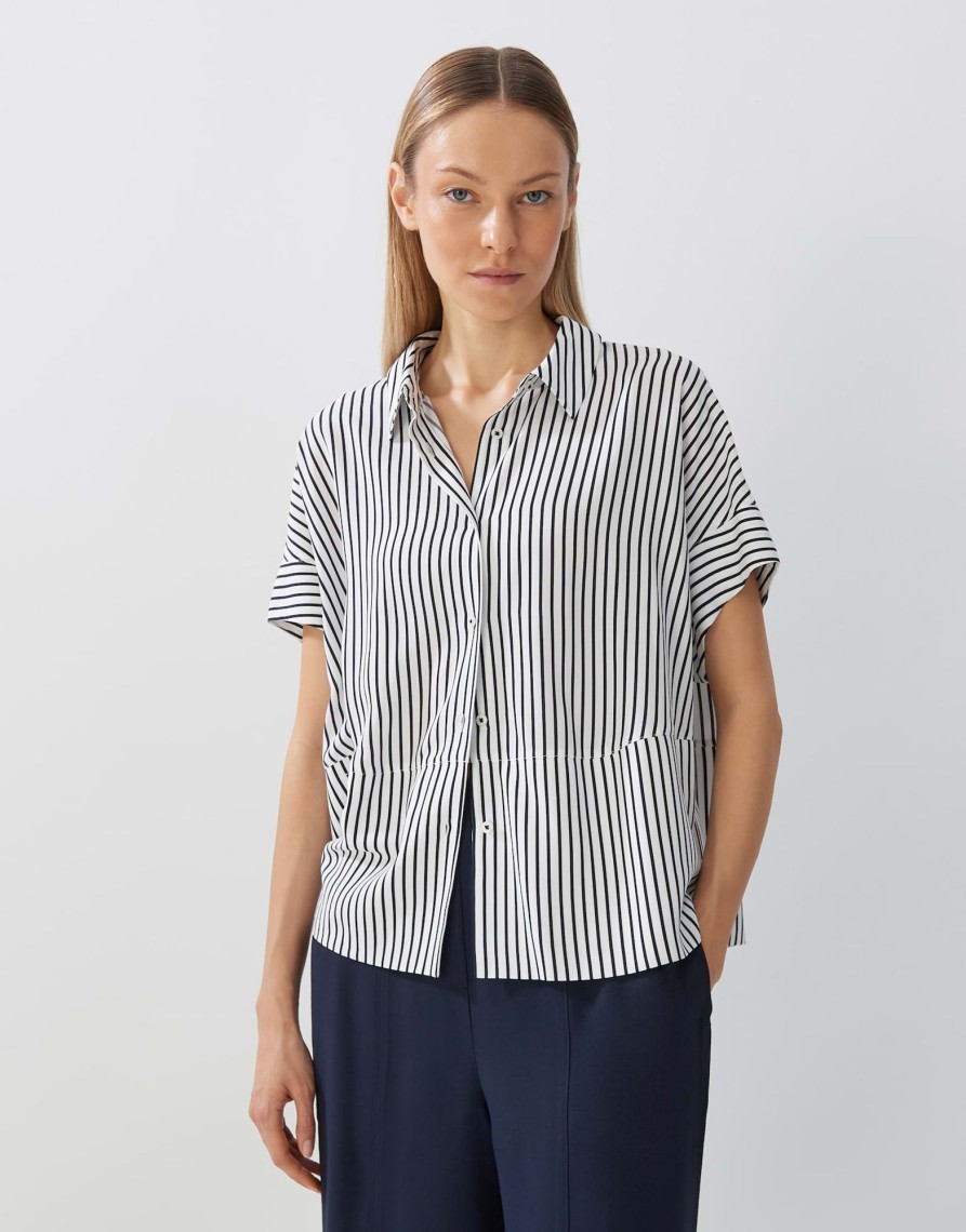 someday Streifenbluse Zarko Fine Stripe Loose Aus Ecovero Viskose | Blusen